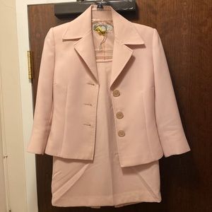 Pink Tahari ASL Skirt Suit with Pencil Skirt and Button Jacket Size 2P